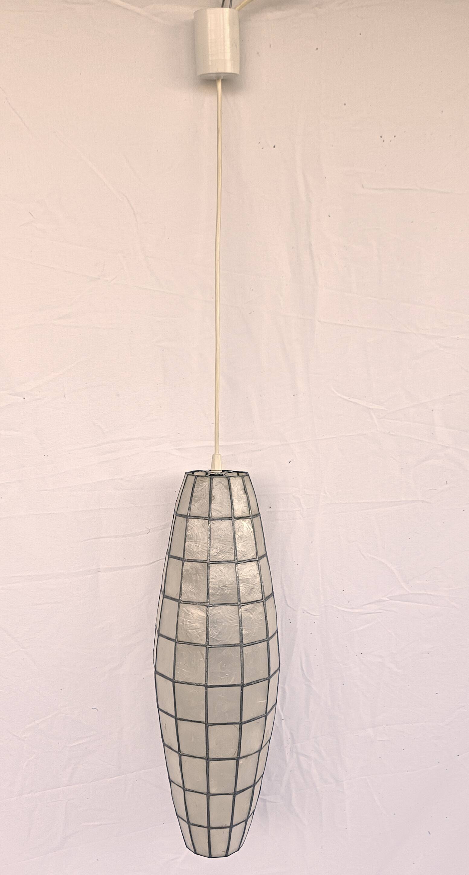 62cm spindle light fixture mother-of-pearl and brass from the 70s