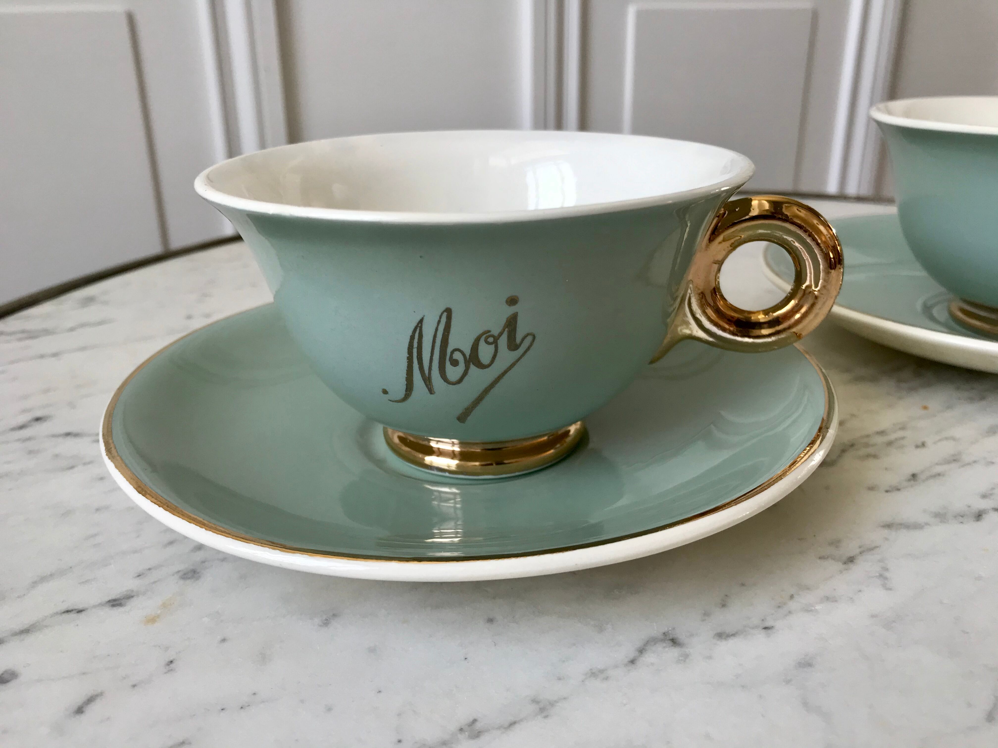 Lunch duo Digoin Sarreguemines Toi & Moi vert sage 50s