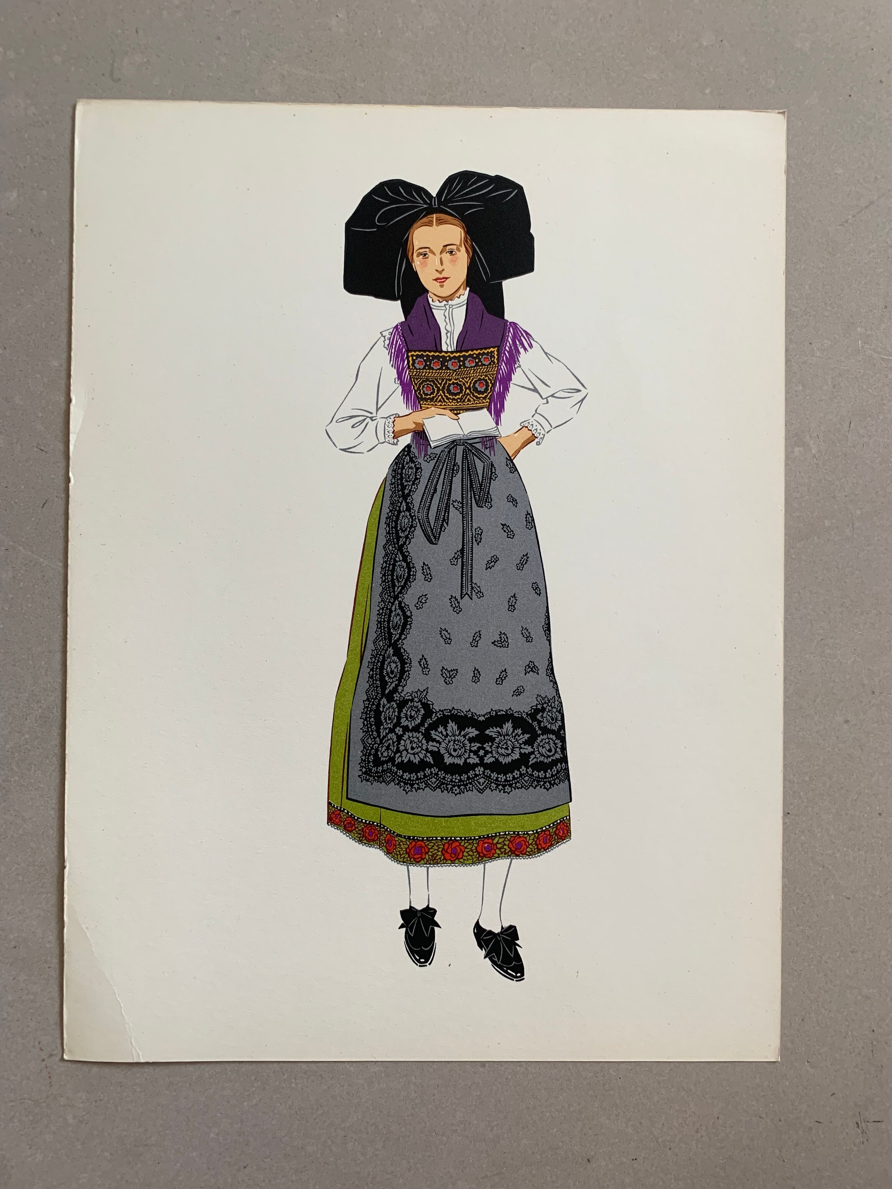 Lithograph national costumes - the Alsatian