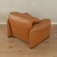 675 Maralunga armchair with ottoman by Vico Magistretti for Cassina, 1970s, original cognac brown leather
