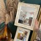 Set of two pretty mirrors in white, beige, and gold tones. Bohemian