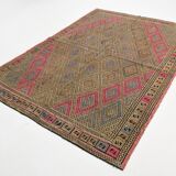 Yellow & Brown Tribal Vintage Kilim Rug, 184x246Cm