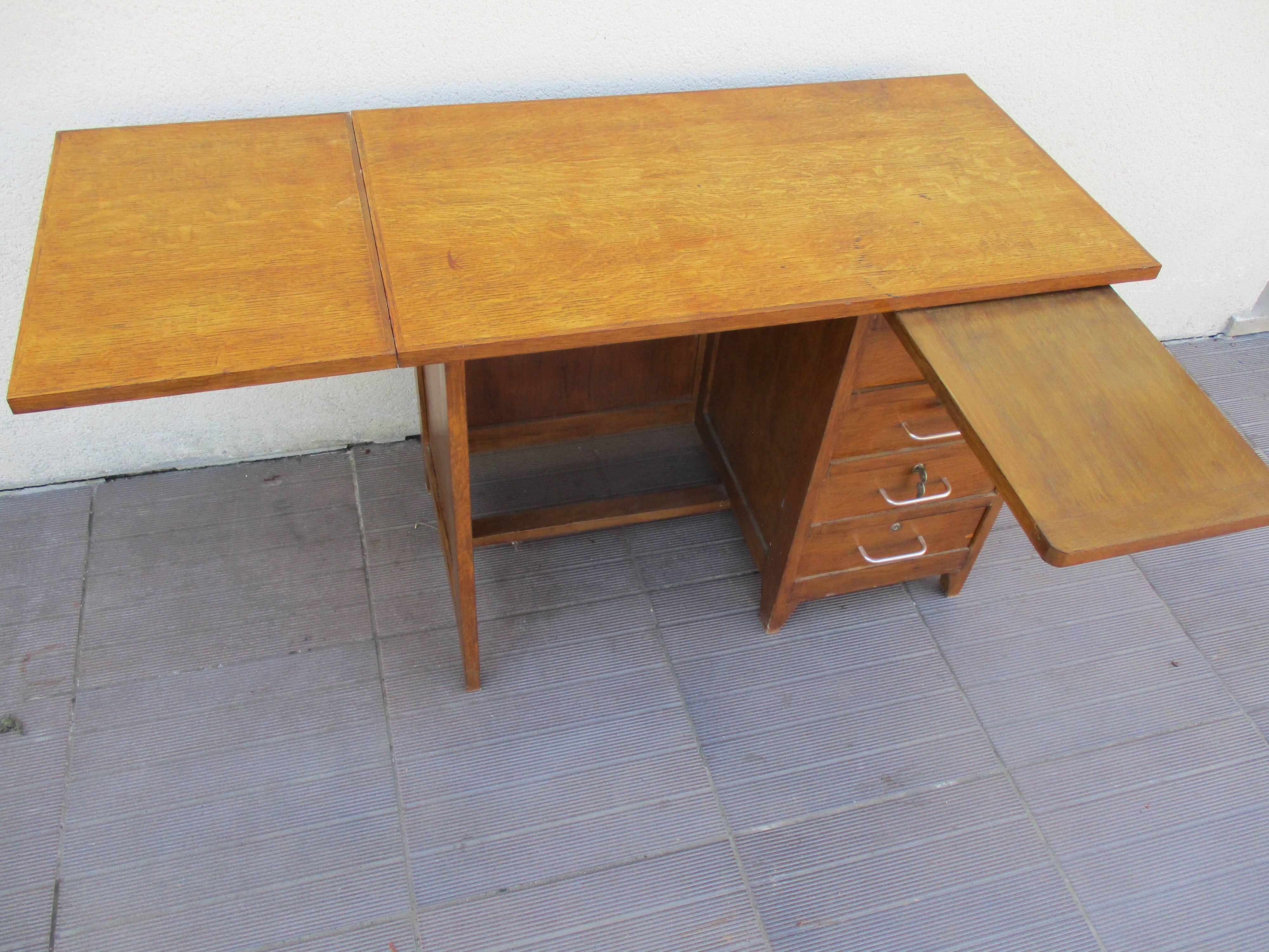 Desk oak vintage style english drawer and extension