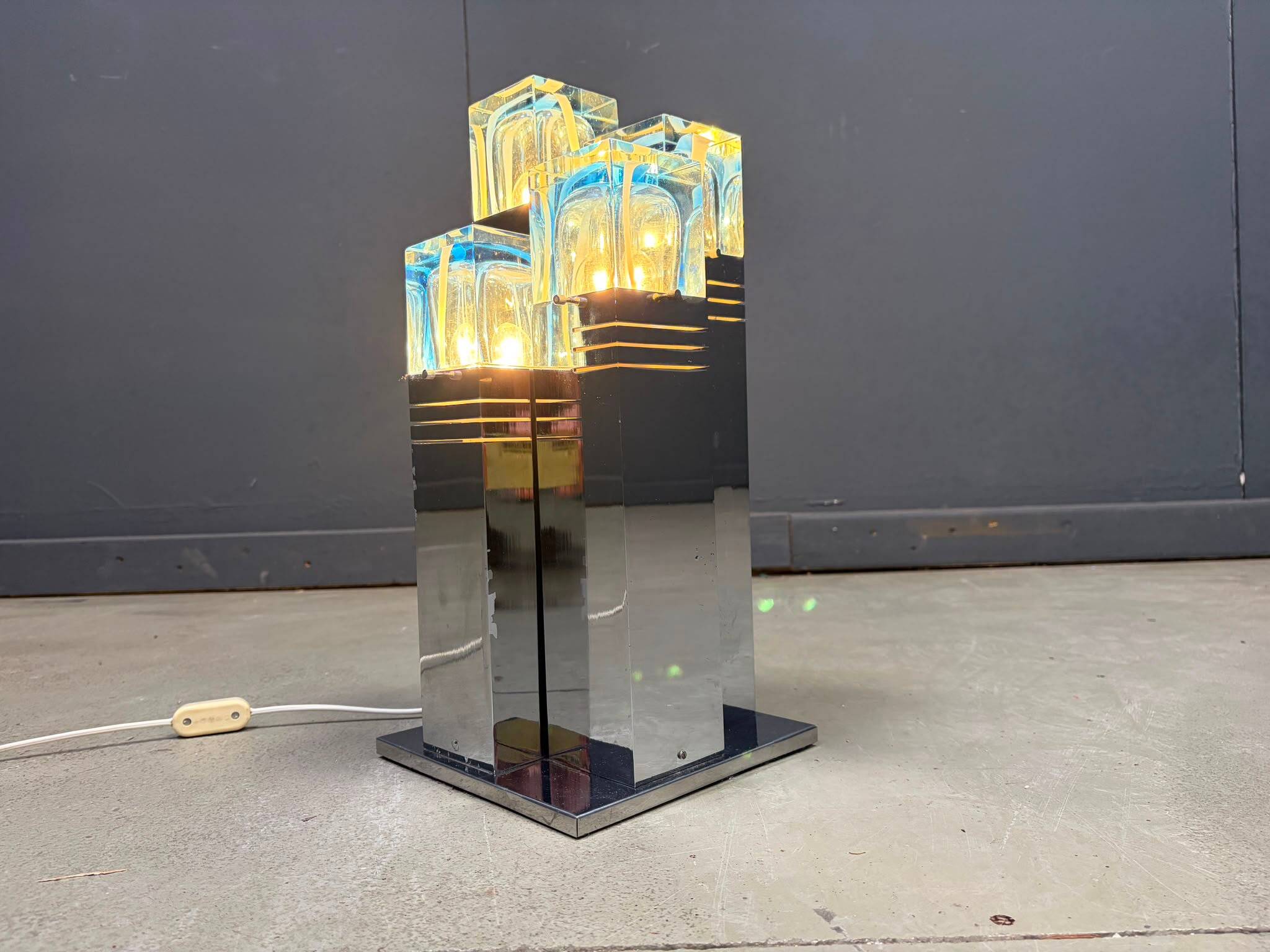 Vintage Cubico table lamp by Gaetano Sciolari, 1970s