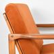 Original scandinavian armchair, restored, 1960s, russet, velvet