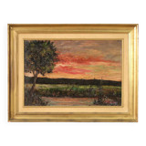 Italian landscape painting signed F. Rontini, 1940s