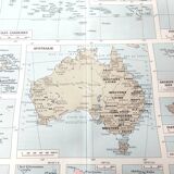 Vintage map on the islands of Oceania Australia Hawaii 43x43cm from 1950