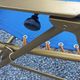 Set of 3 vintage lafuma sun loungers canvas and tubes + table