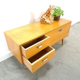 TV cabinet veneer vintage with drawers and brass