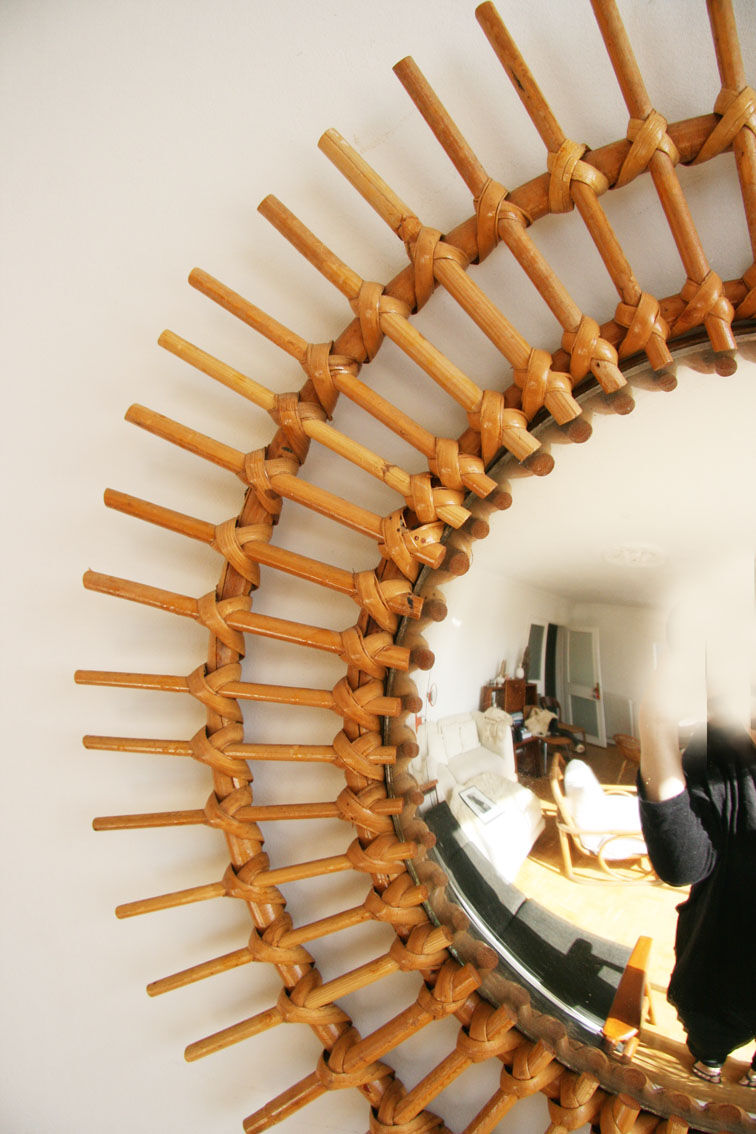 Mirror witch setting sun rattan 1960