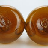 Rare pair of blown pitcher, with trace of pontil. Amber and bubbled glass. The beaks are very thin. 2