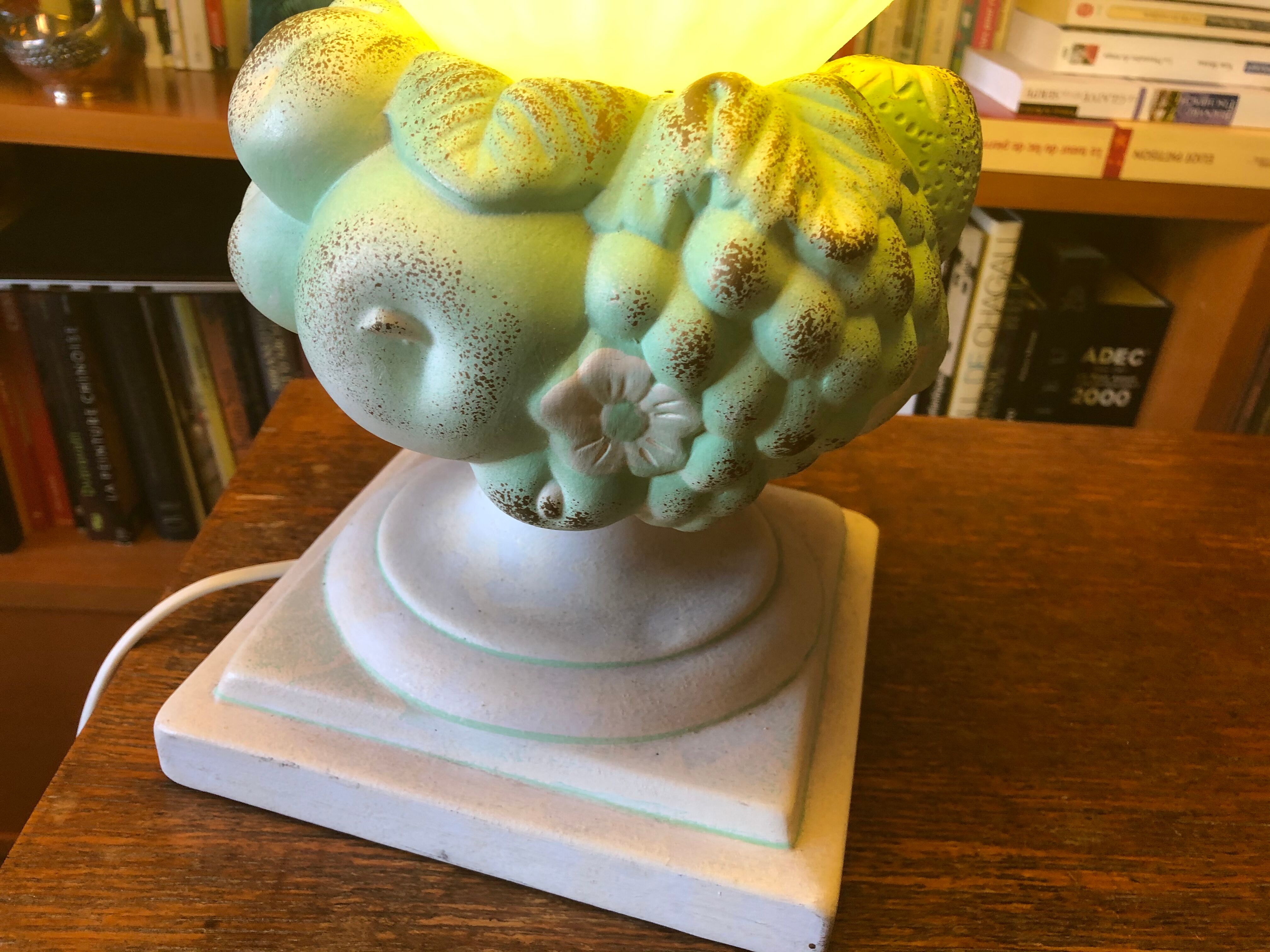 Green resin lamp signed Georgia Jacob circa 1970
