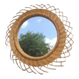 Vintage wicker flower mirror
