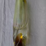 Amber-colored engraved crystal vase