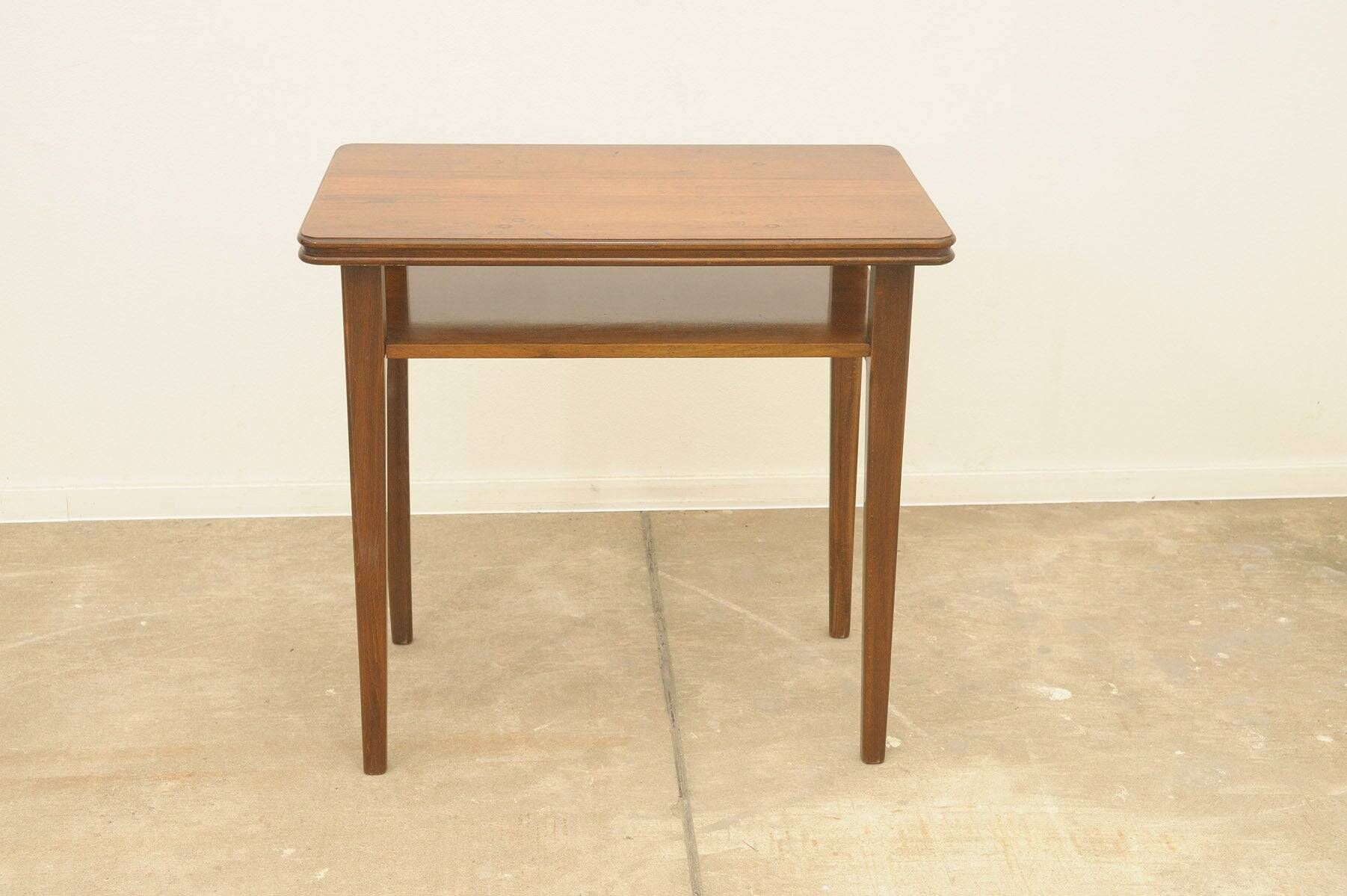 Mid-century walnut coffee table, wooden living room table, 1950s