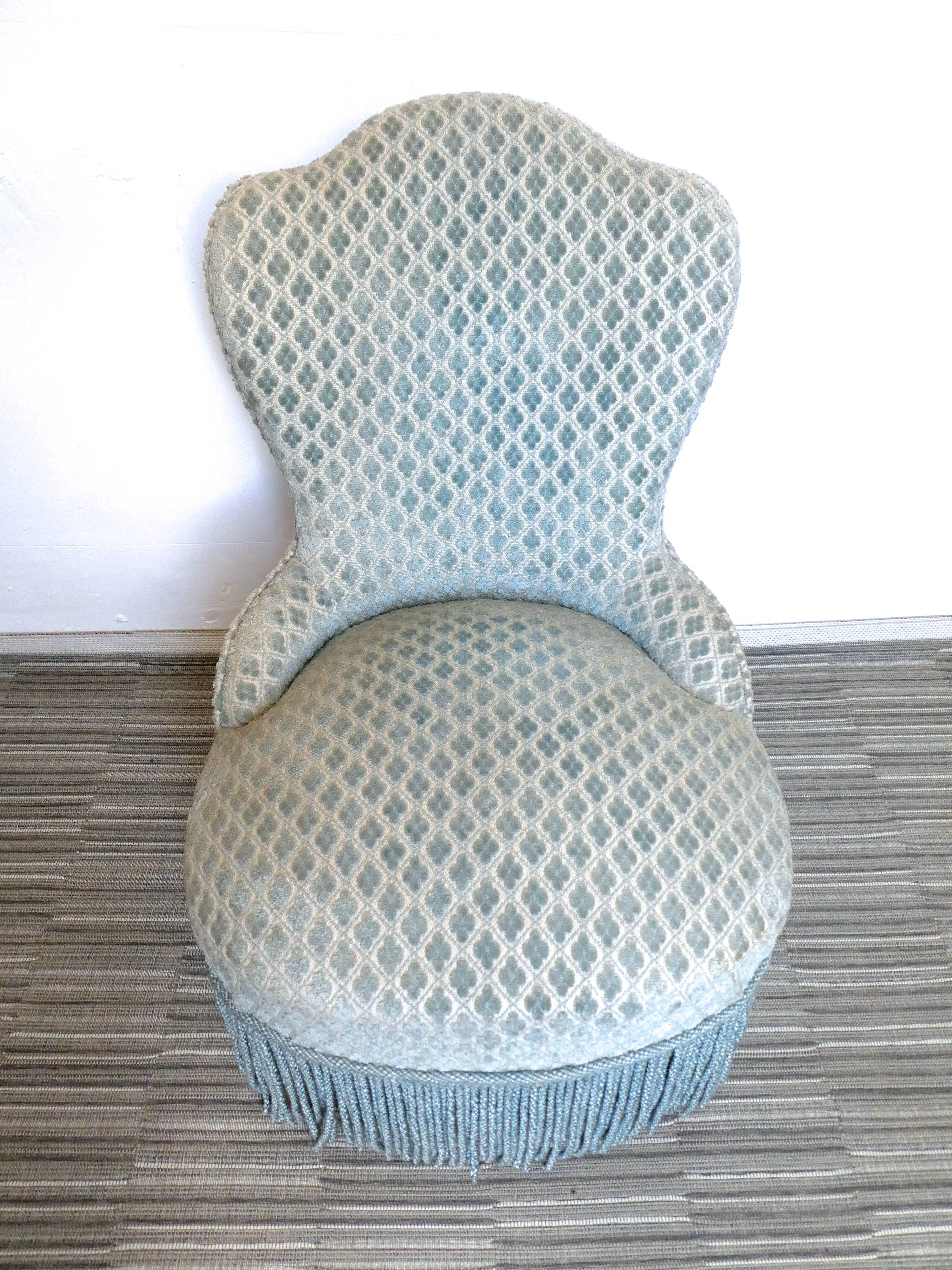 Pastel blue velvet toad chair