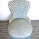 Fauteuil crapaud velours bleu pastel