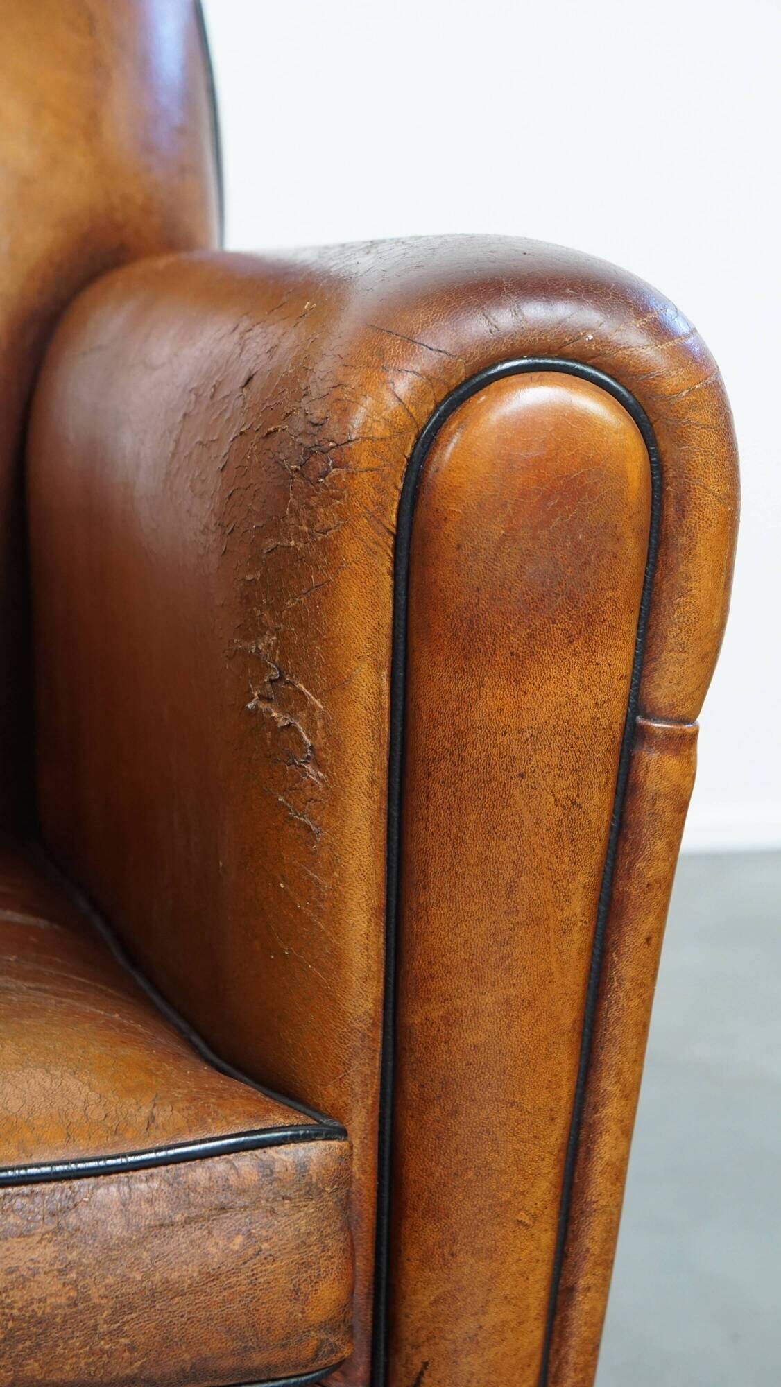 Set of 2 Vintage Sheepskin Leather Design Chairs