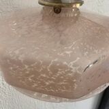 Suspension vintage 1930 verre rose nuagée lustre - 60 cm