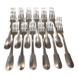 12 silver-plated dessert forks by Christofle Cluny, 17.1cm