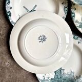 6 assiettes creuses Salins en terre de fer, service "Delft"