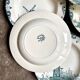 6 Salins iron earthenware soup plates, "Delft" service