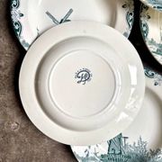 6 Salins iron earthenware soup plates, "Delft" service