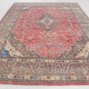 Tapis Persan Vintage Laine Noué Main, Rouge, Motifs Floraux, 291x384Cm