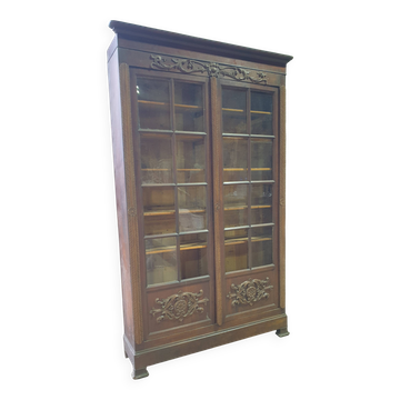 Oak display cabinet/bookcase - Breton regional style - early 20th century