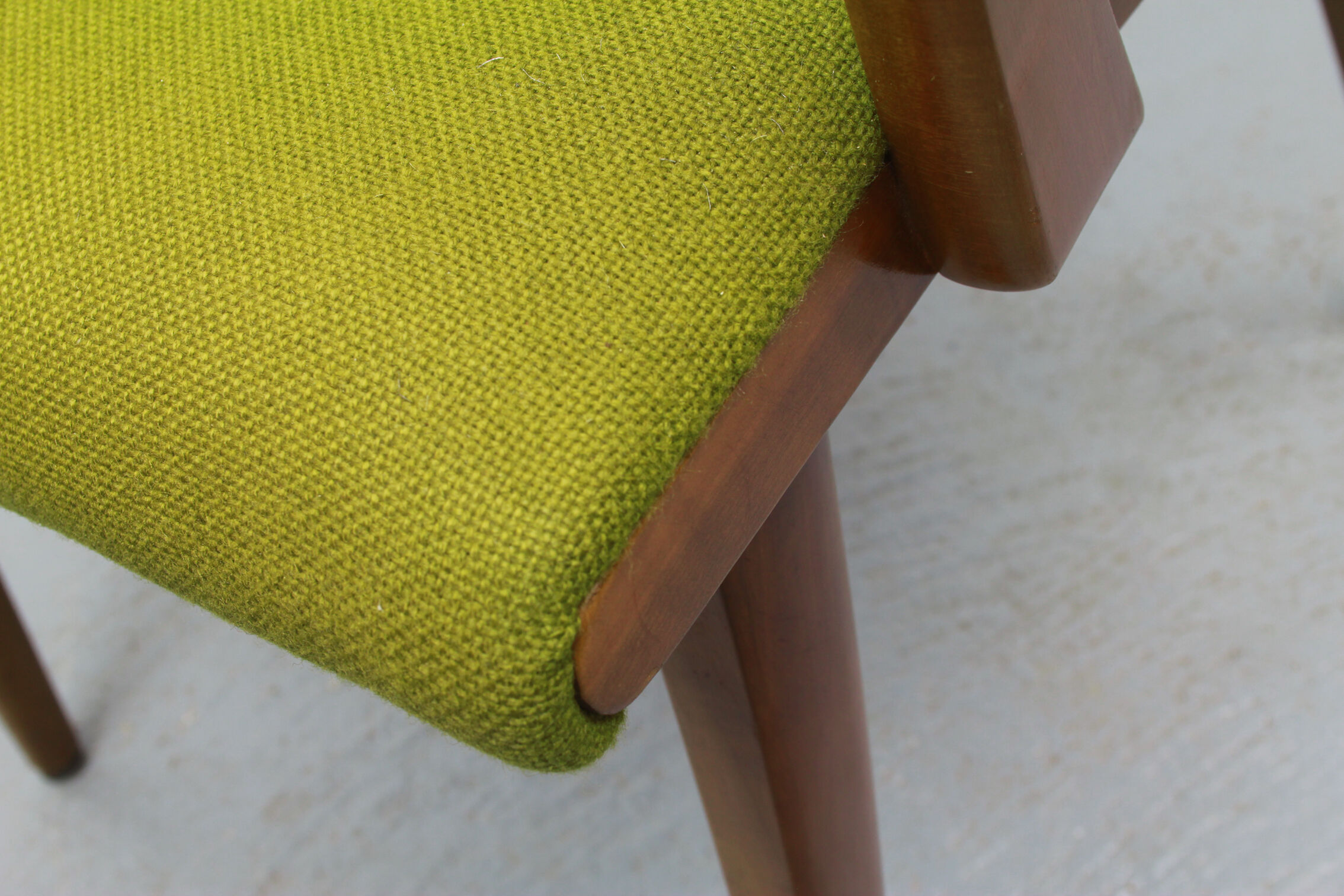 1950s armchair in cherrywood, green fabric