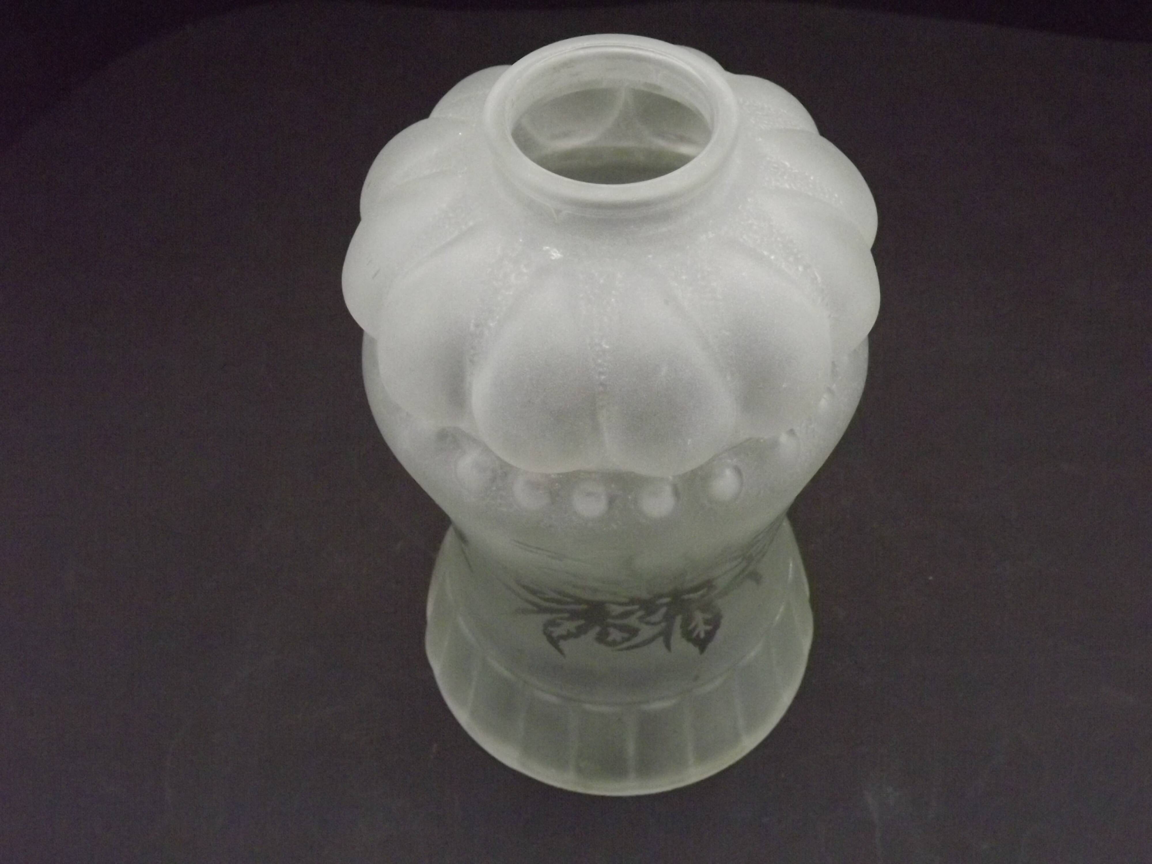 French vintage Victorian style white opaque patterned glass shade 0142