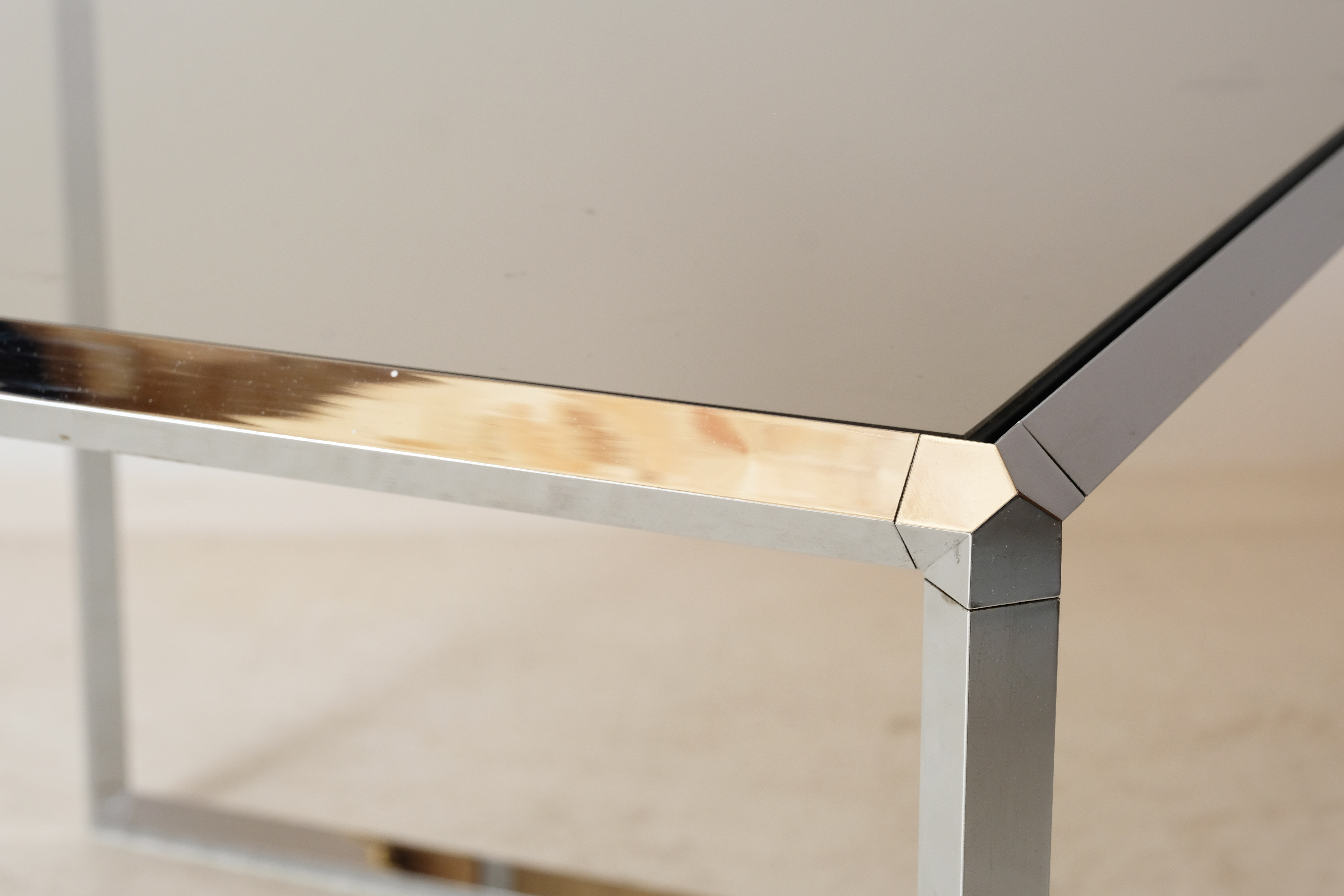 Coffee table vitra chrome and glass 1970's