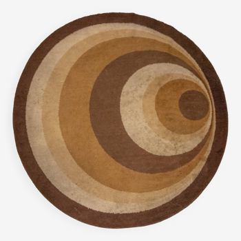 Orange and Brown Concentric Space Age Carpet