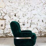 Fauteuil en velours vert "spage age" par Beka, 1970