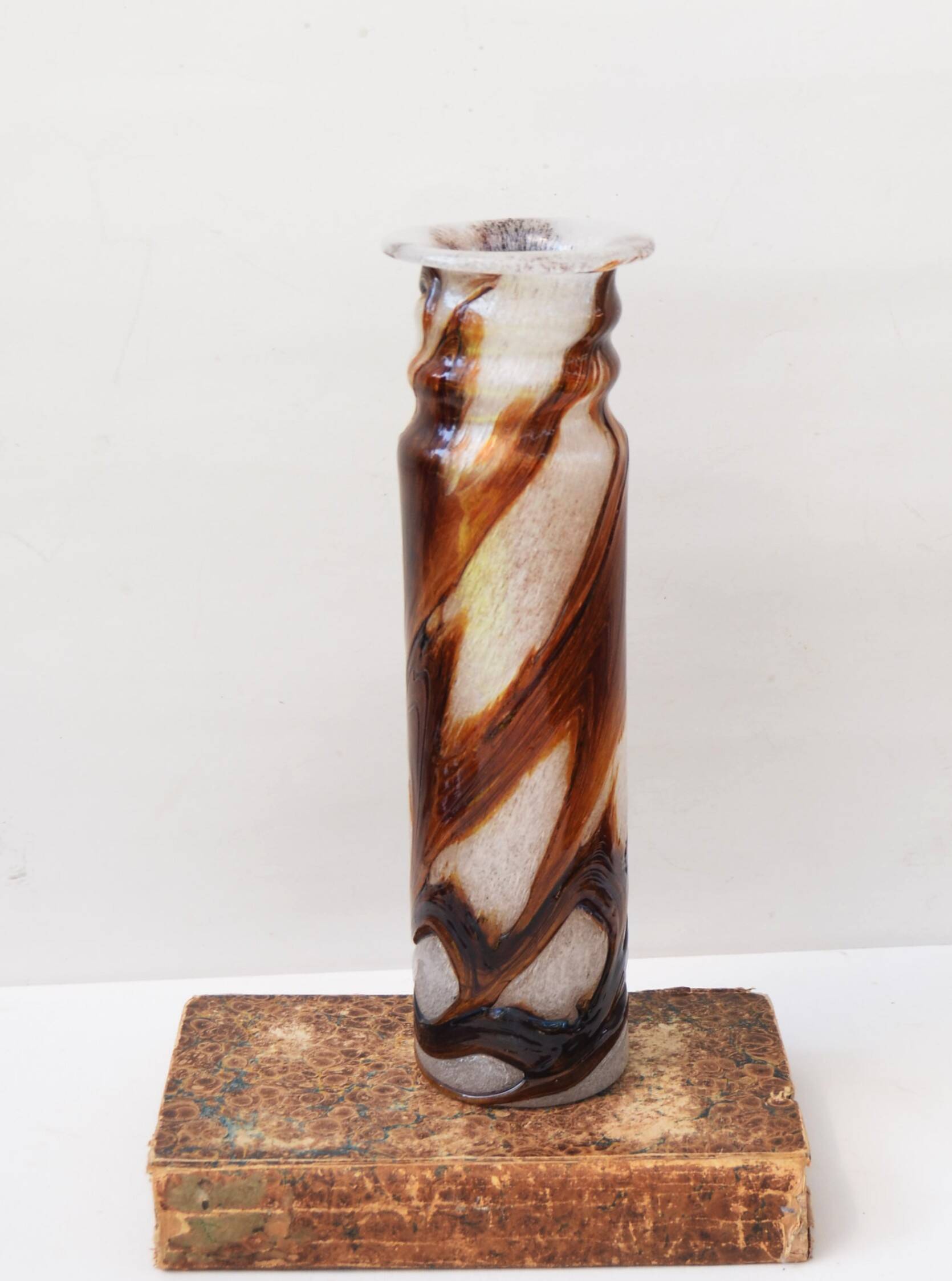 Spiegelau Crystal Glass Vase air Bubble Mesh Amber Glass    - NO hallmark   - 32cm tall