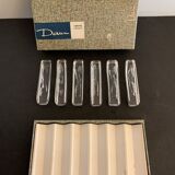 6 Striated and textured Daum crystal knife holders in their original box