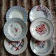 6 mismatched antique deep plates