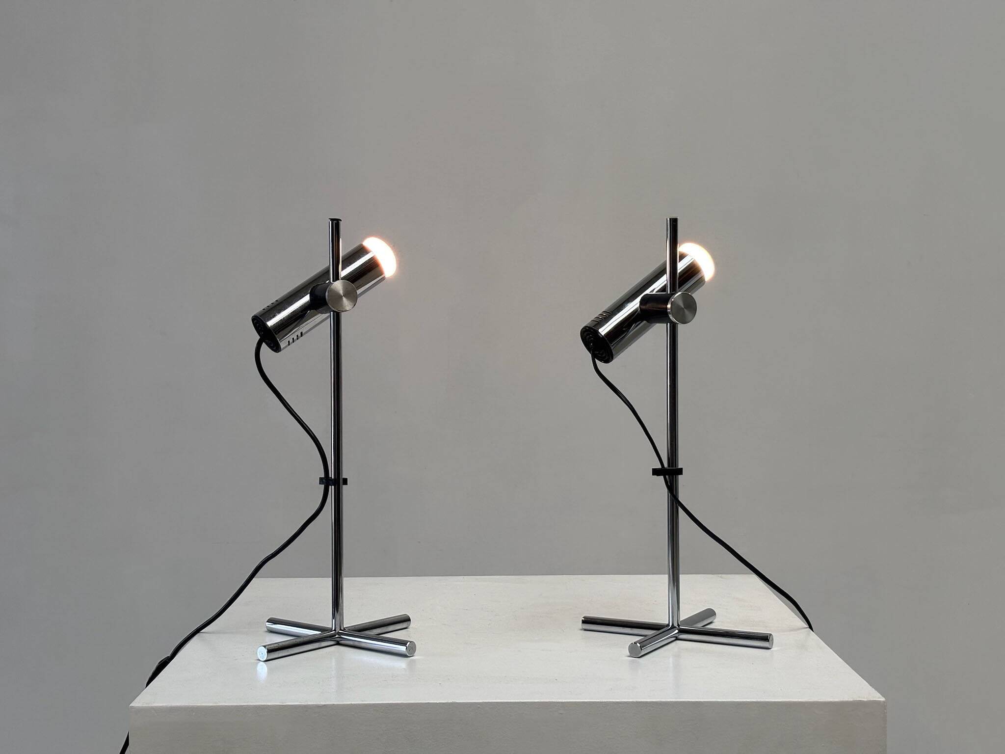 Set of two chrome table lamps by Targetti