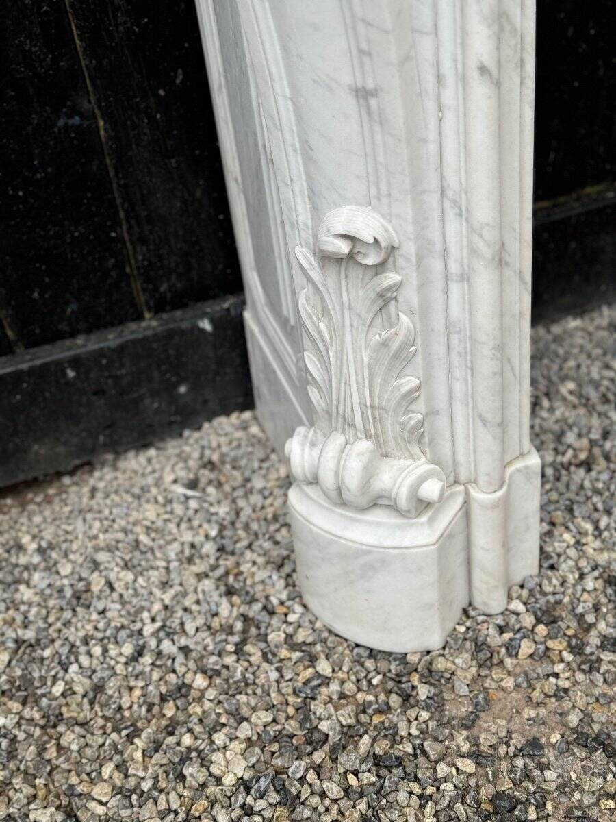 Remarkable Louis XV Style Fireplace In White Carrara Marble Circa 1880