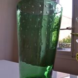 Very large vase 35 cm in green bullicante glass Murano or Empoli Italy 1960