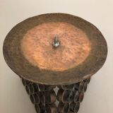 Modernist sculptural style brutalist copper candleholder, Austria 1950