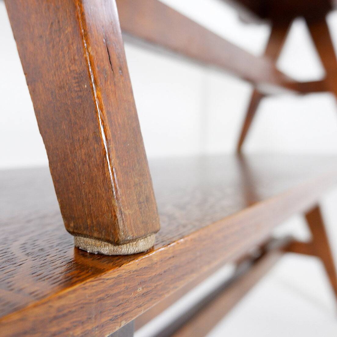 Pair of solid wood benches with compass feet