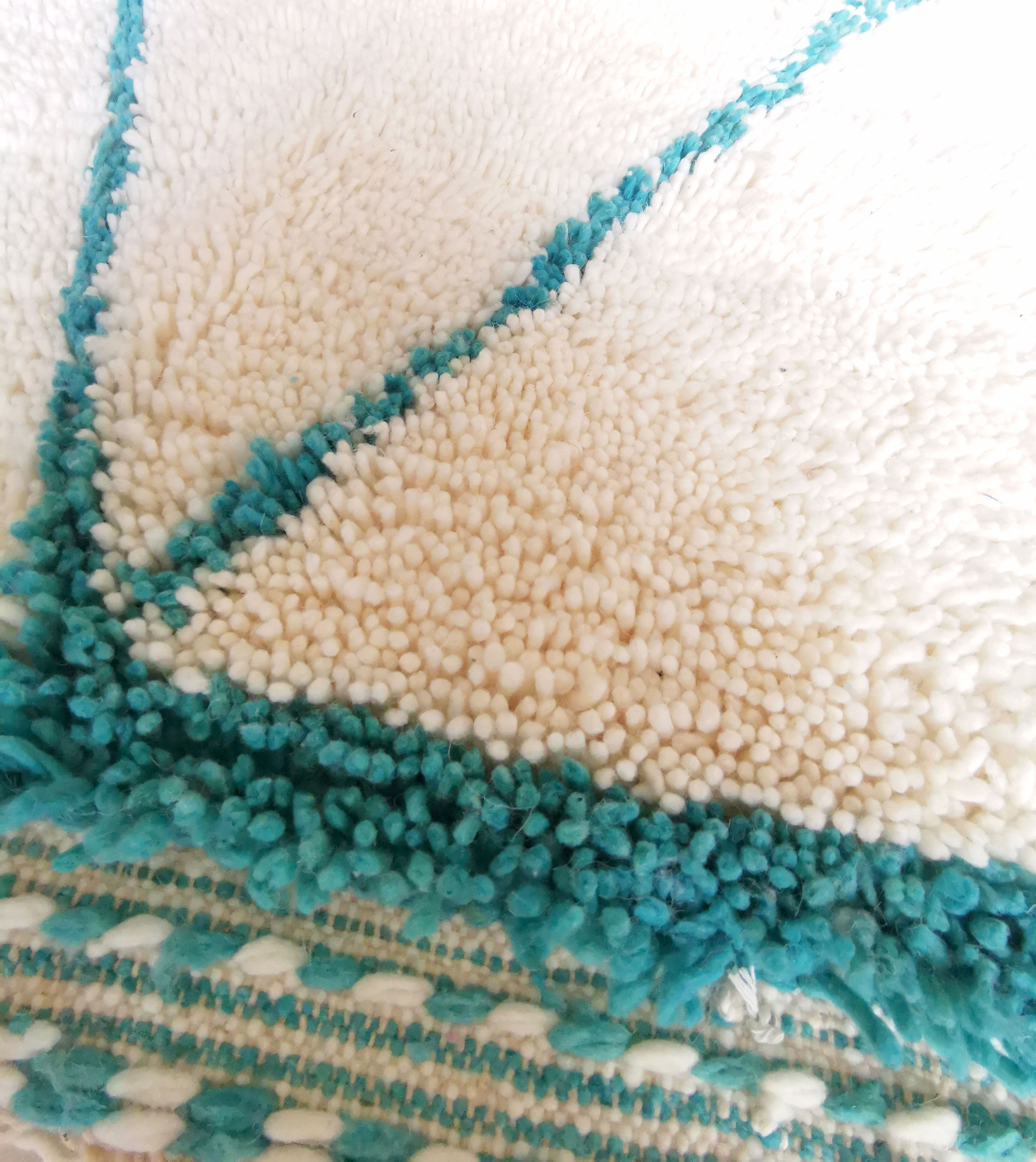 Berber carpet blessed ouarain true turquoise blue with diamonds in wool