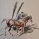 André Margat (1903-1999) - Dry pastel on paper - Rider or huntsman on horseback - Signed and dedicated