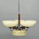 Art Deco Chrome and Walnut Chandelier, Czechoslovakia, 1930s