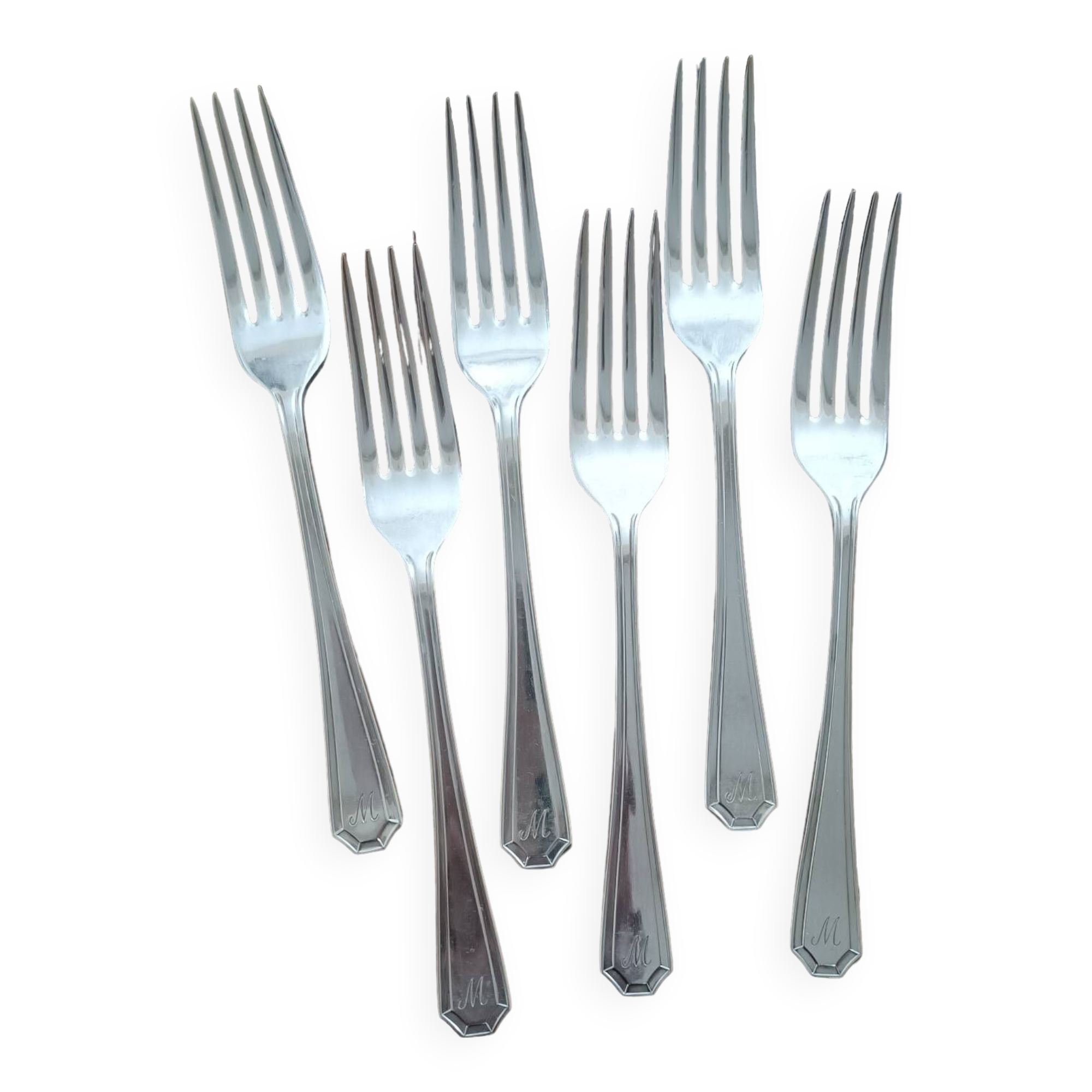 6 fourchettes monogramme M