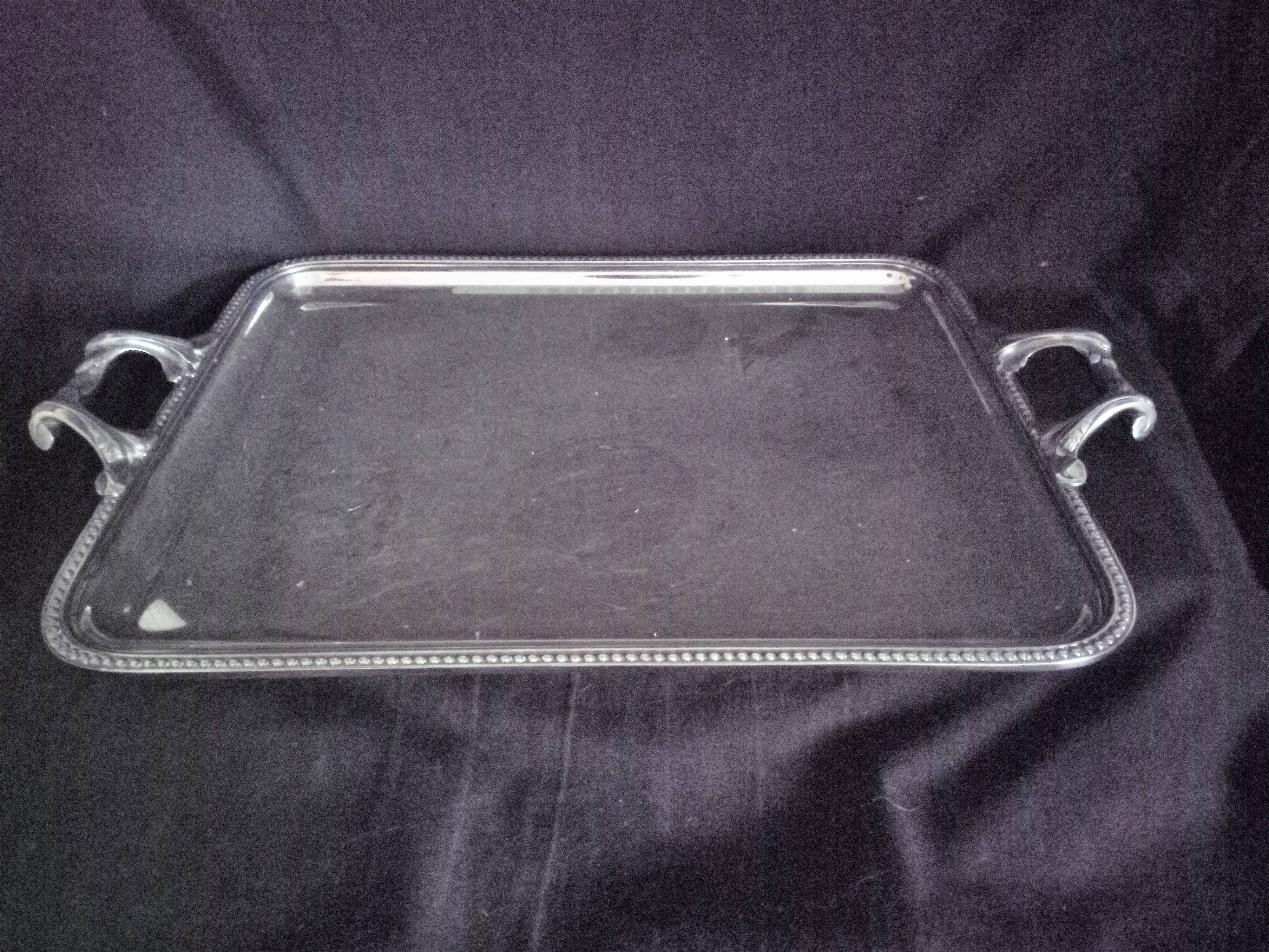 Tea and coffee set on tray, in silver metal Ercuis Goldsmith