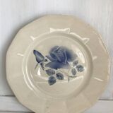 Set of 11 Digoin flat plates, blue rose patterns