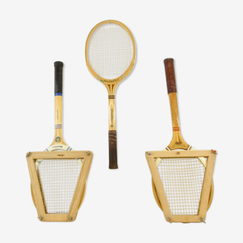Raquettes de tennis en bois vintage du milieu du siècle