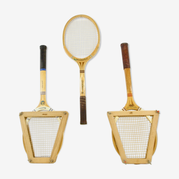 Vintage mid century wooden tennis rackets